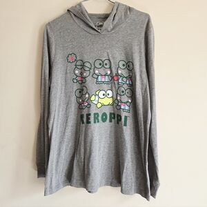 Keroppi Graphic Hooded Long Sleeve Tee Sanrio